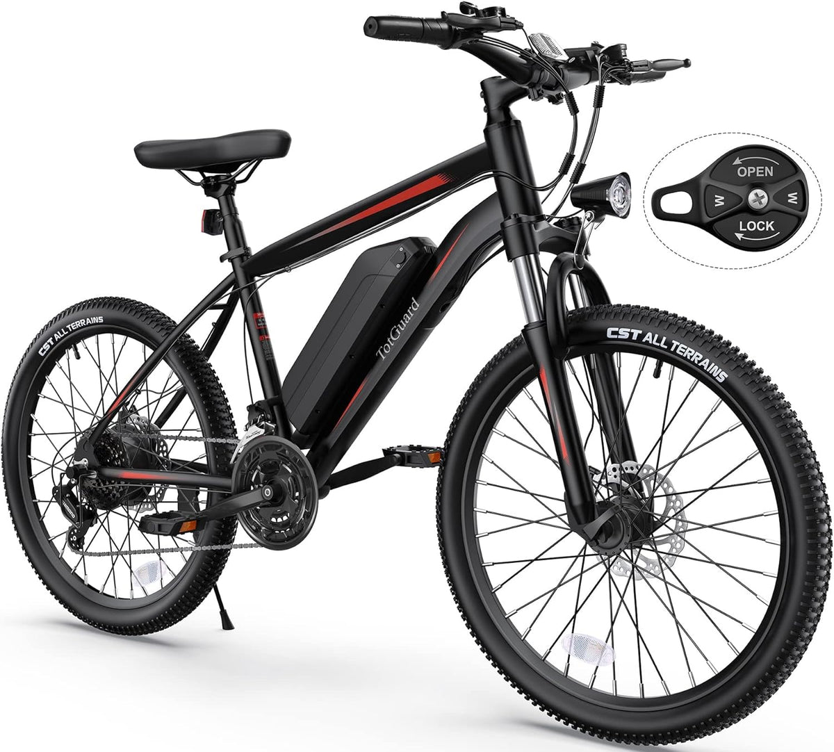 Electric Bike for Adults 26'' Ebike with 350W Motor, 19.8MPH Electric Mountain Bike with Lockable Suspension Fork, Removable 36V 374Wh Battery, Shimano 21 Speed Gears