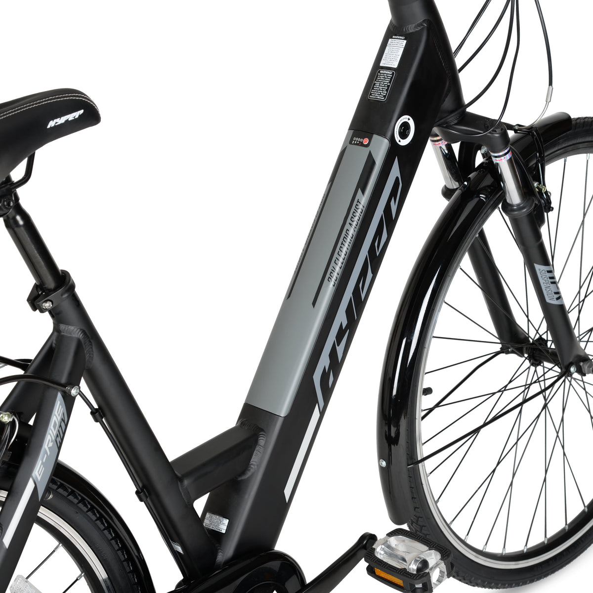 Hyper Bicycles E-Ride 700C 36V Electric Commuter E-Bike for Adults, Pedal-Assist, 250W Motor, Black