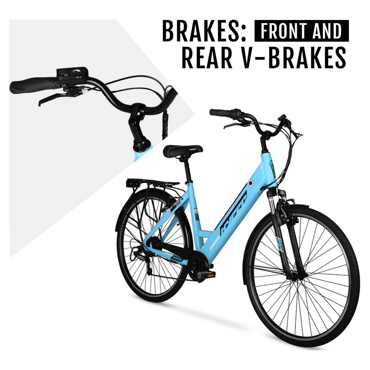 Hyper Bicycles E-Ride 700C 36V Electric Commuter E-Bike for Adults, Pedal-Assist, 250W Motor, Black