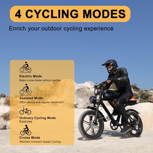 MOVCAN Electric Bike for Adult 1500W/1000W Motor 20 in Fat Tire Ebike,Up to 32MPH/28MPH 120/70 Miles,31.2/15.6 Ah Removable Dual Battery, 7 Speed