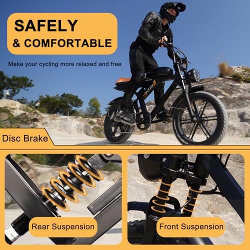 MOVCAN Electric Bike for Adult 1500W/1000W Motor 20 in Fat Tire Ebike,Up to 32MPH/28MPH 120/70 Miles,31.2/15.6 Ah Removable Dual Battery, 7 Speed