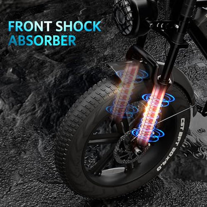 OUXI V8 Electric Bike Adults, Electric Mountain Bike with 750W Motor 48V 15Ah Removable Larger Battery 31MPH 20'' Fat Tire E Bike Black