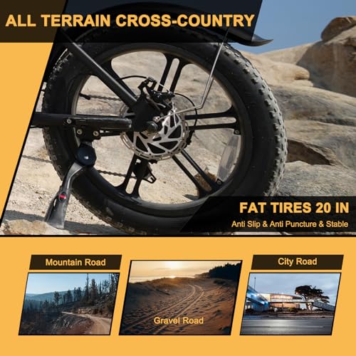MOVCAN Electric Bike for Adult 1500W/1000W Motor 20 in Fat Tire Ebike,Up to 32MPH/28MPH 120/70 Miles,31.2/15.6 Ah Removable Dual Battery, 7 Speed