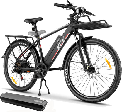 26" Electric Bike for Adults Electric Mountain Bike for Men Women with Suspension Fork/375Wh Removable Battery, Fat Tire Electric City Bicycle Electric Commuter Bike for Adults Off Road Trek Ebike
