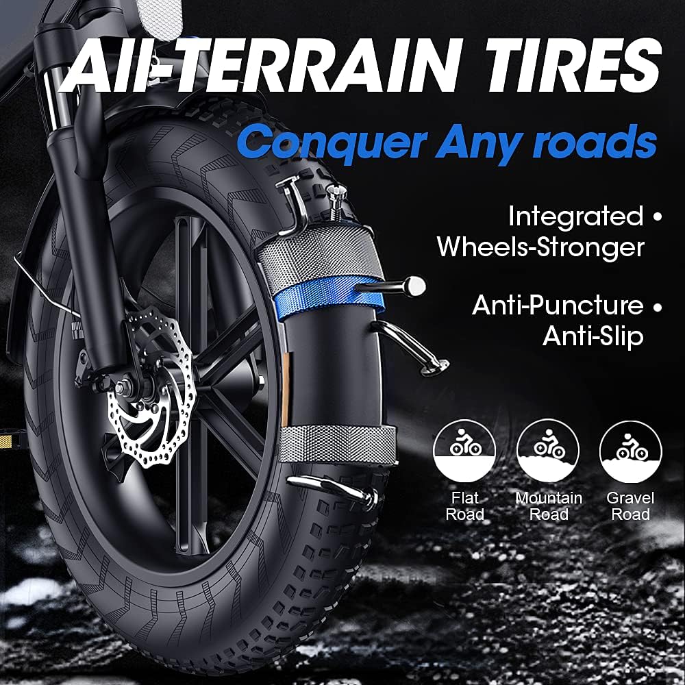 Electric Bike for Adults 20" ebike Full Suspension 750W Motor Fat Tire Electric Bike Mountain Beach Snow Bike 48V 12.8Ah Removable Battery 32MPH…