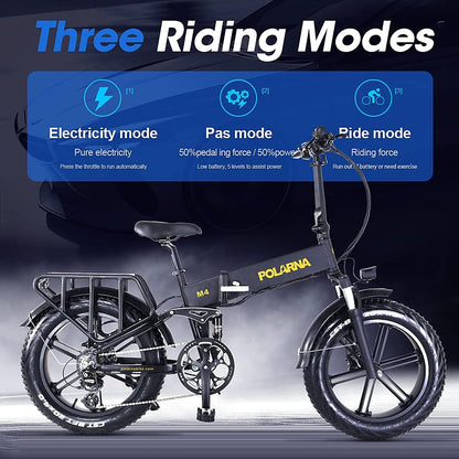 Electric Bike for Adults 20" ebike Full Suspension 750W Motor Fat Tire Electric Bike Mountain Beach Snow Bike 48V 12.8Ah Removable Battery 32MPH…