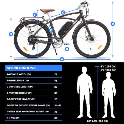 Electric Bike for Adults 500W/750W Motor E Bike 28mph Removable Larger Battery 7-Speed 26''/28'' Urban Electric Mountain Bicycle UL
