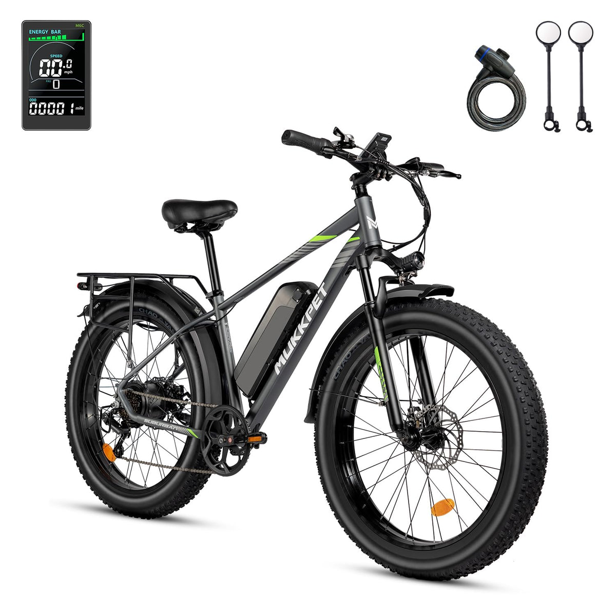 M Mukkpet Suburban Electric Bike for Adults 1500W 26'' Gray