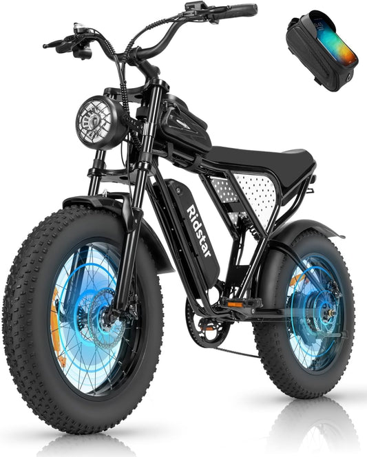 Bopzin Electric Bike for Adult 1000W 20 inch Fat Tire Ebike Q20-1000W 48V 15Ah