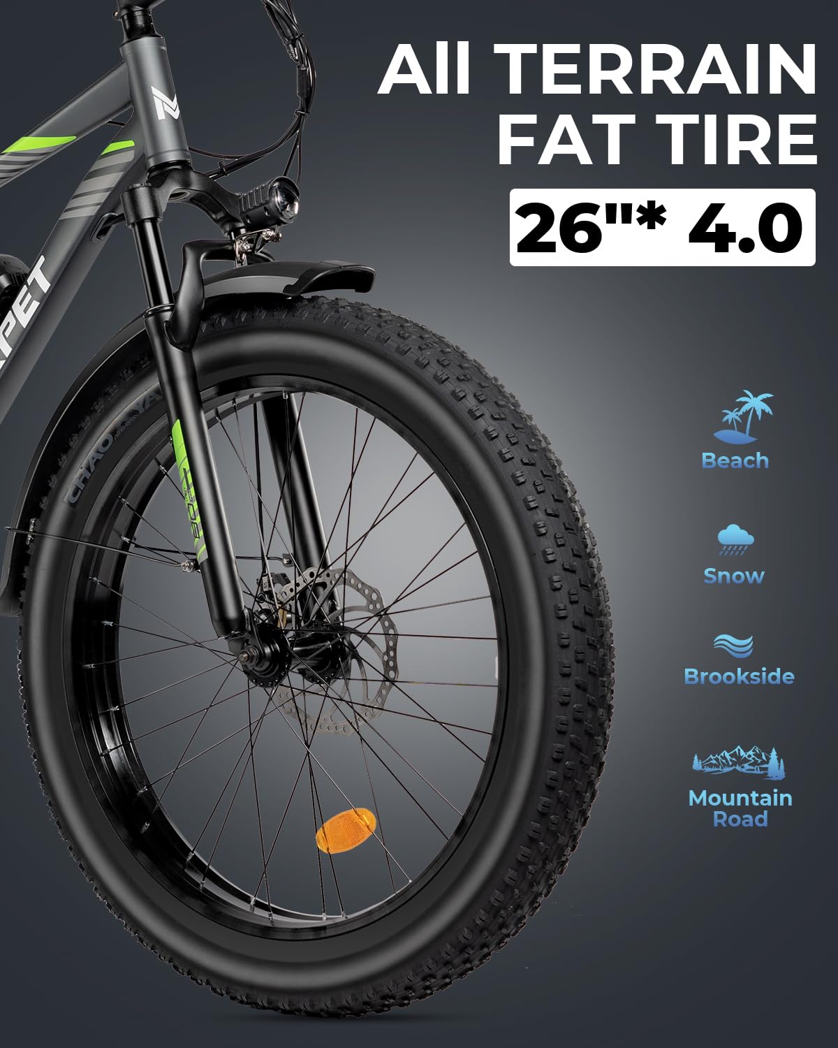 M Mukkpet Suburban Electric Bike for Adults 1500W 26'' Gray