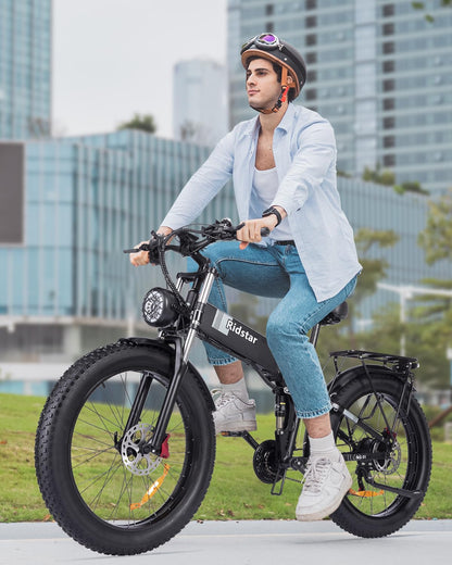 Ridstar Foldable Electric Bike for Adults,2000W 26'' Fat Tire Electric Bicycle, 48V 20AH Removable Battery,Dual Suspension Ebike