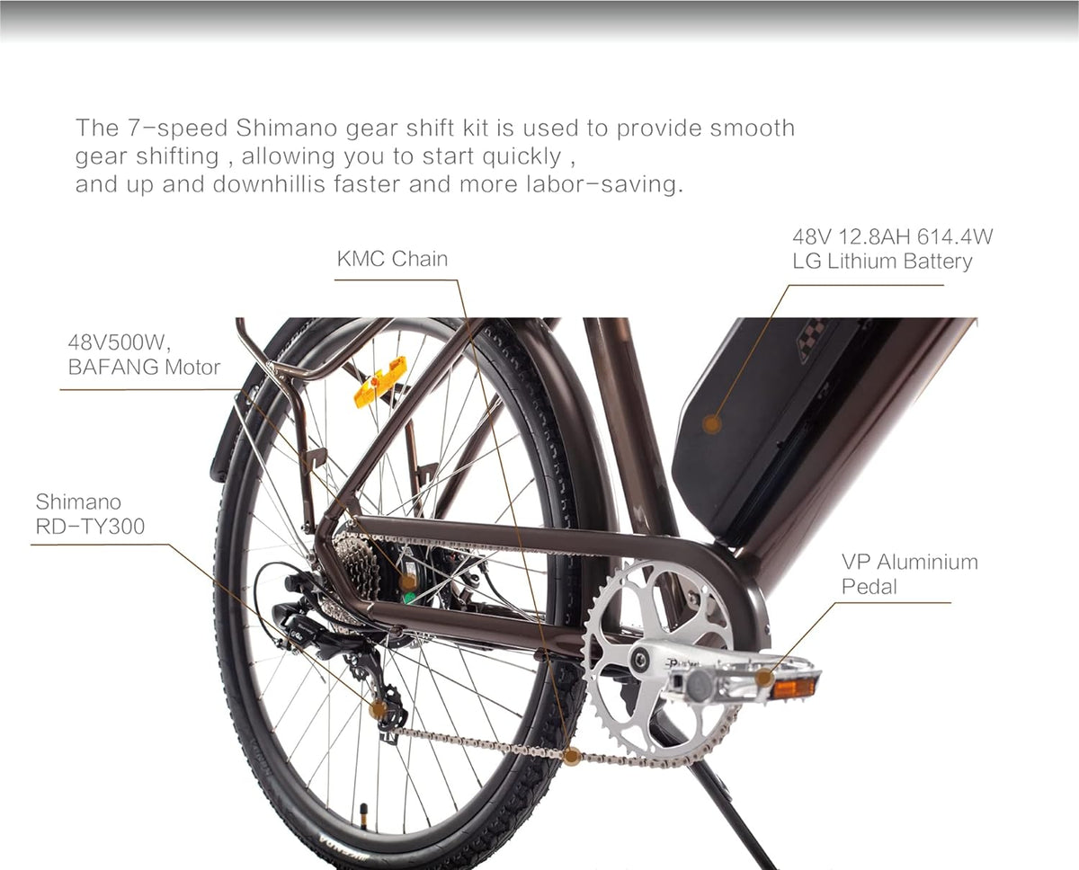 Electric Bike for Adults 500W/750W Motor E Bike 28mph Removable Larger Battery 7-Speed 26''/28'' Urban Electric Mountain Bicycle UL