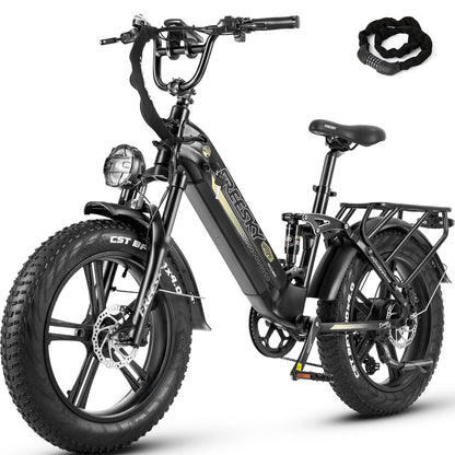 FREESKY Electric Bike for Adults 𝟏𝟐𝟎𝟎𝐖 Motor 48V 𝟐𝟎𝐀𝐡 Samsung Cells Battery Full Suspension Dual Hydralic Brakes 4.0×20” Fat Tires Electric Bicycle,Step-Thru up to 28+MPH &90Miles E Bike