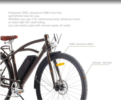 Electric Bike for Adults 500W/750W Motor E Bike 28mph Removable Larger Battery 7-Speed 26''/28'' Urban Electric Mountain Bicycle UL