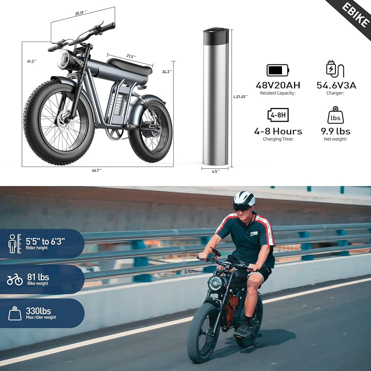 SMARTRAVEL Electric Bike for Adults,1200W Brushless Motor,48V/20Ah,20”x4.0 Fat Tire,Up to 32MPH Commuter Electric Bicycle,with Front/Rear Turn Signals