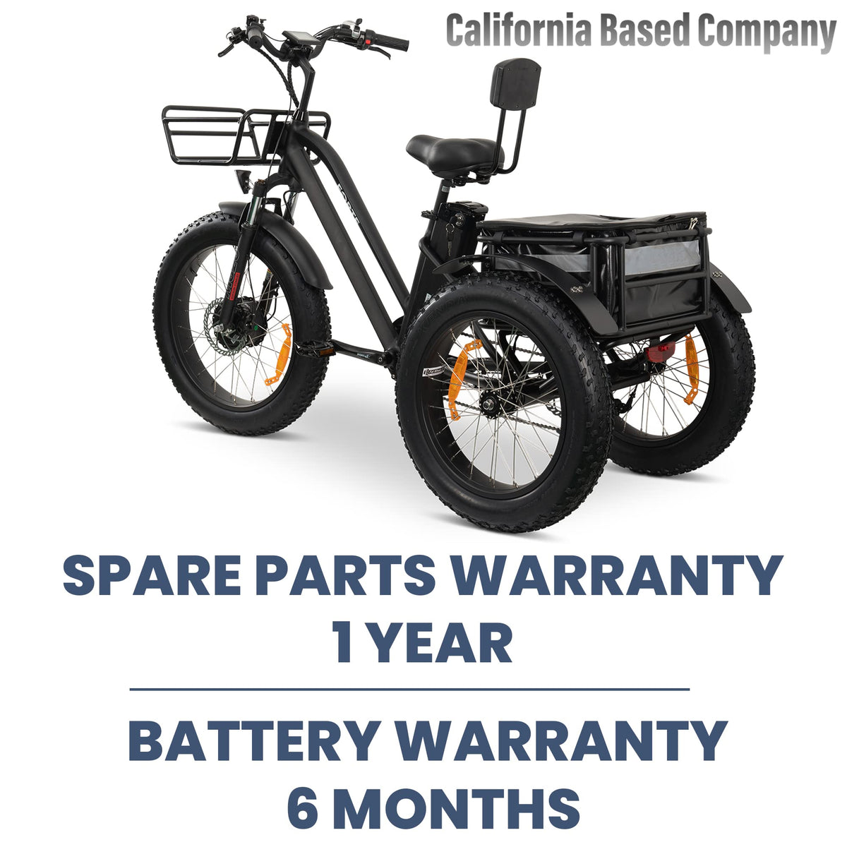 Electric Trike for Adults, 3 Wheel Motorized Bicycle, Long Range Adult Tricycle, Black