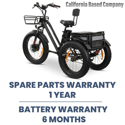 Electric Trike for Adults, 3 Wheel Motorized Bicycle, Long Range Adult Tricycle, Black
