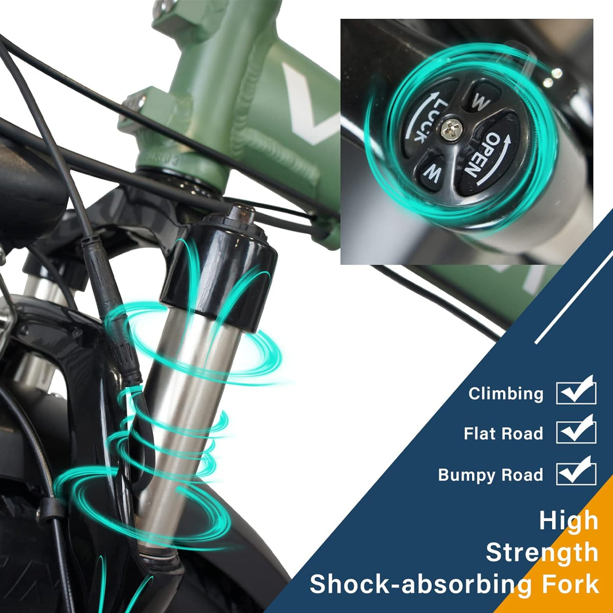 Electric Bike Foldable 20" 4.0 Fat Tire Electric Bicycle with 750W Motor 48V 13AH Removable Battery Shimano 7-Speed Gears Front Suspension Fork Ebikes for Adults