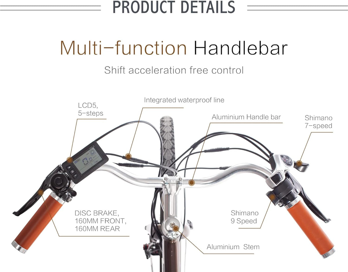 Electric Bike for Adults 500W/750W Motor E Bike 28mph Removable Larger Battery 7-Speed 26''/28'' Urban Electric Mountain Bicycle UL