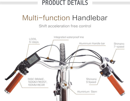 Electric Bike for Adults 500W/750W Motor E Bike 28mph Removable Larger Battery 7-Speed 26''/28'' Urban Electric Mountain Bicycle UL