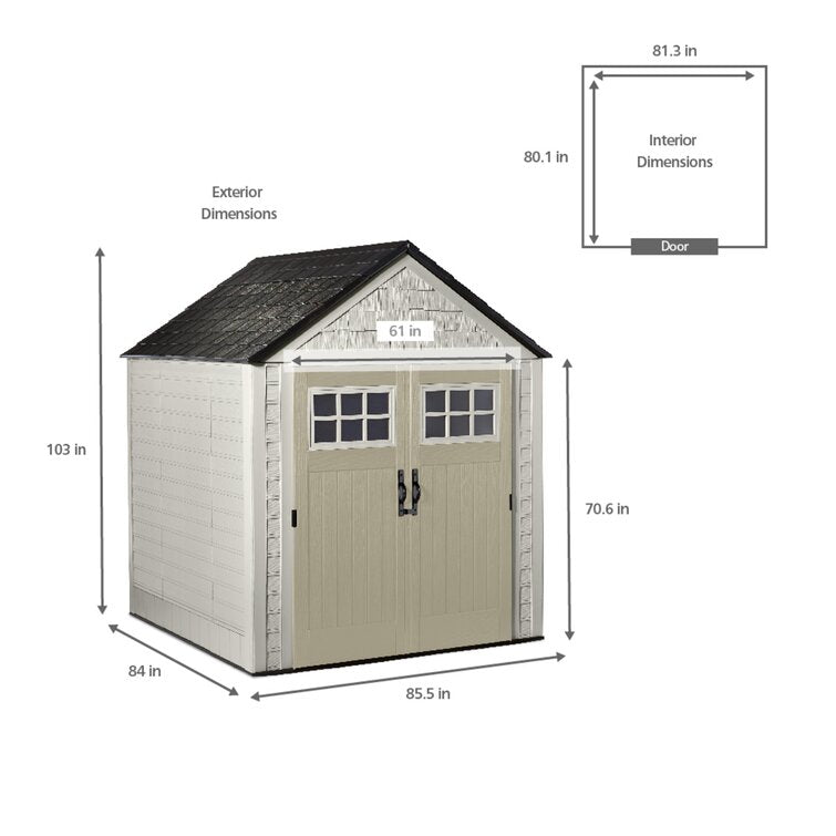 Rubbermaid 7x7 Ft Durable Weatherproof Resin Outdoor Storage Shed