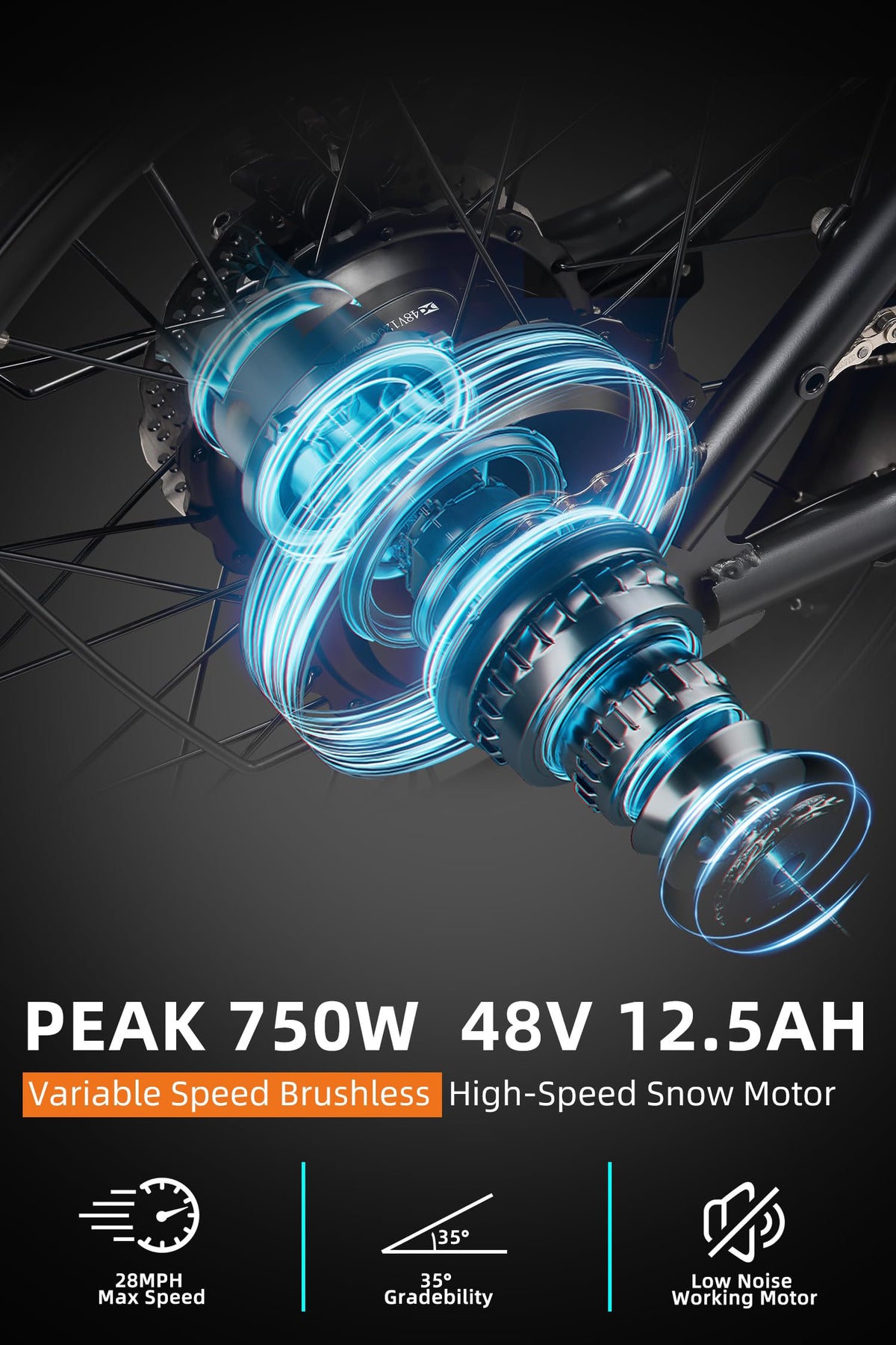 MEELOD Electric Bike for Adults with 750W Brushless Motor 28MPH Commuting Electric Mountain Bike 48V Removable Battery 12V LED Headlight 4.0 Fat