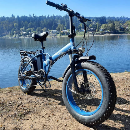 Electric Bike Foldable 20" 4.0 Fat Tire Electric Bicycle with 750W Motor 48V 13AH Removable Battery Shimano 7-Speed Gears Front Suspension Fork Ebikes for Adults