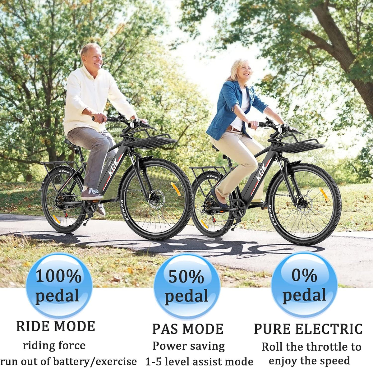 26" Electric Bike for Adults Electric Mountain Bike for Men Women with Suspension Fork/375Wh Removable Battery, Fat Tire Electric City Bicycle Electric Commuter Bike for Adults Off Road Trek Ebike