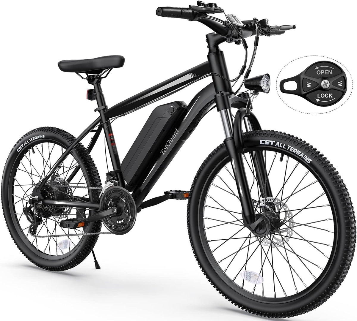 Electric Bike for Adults 26'' Ebike with 350W Motor, 19.8MPH Electric Mountain Bike with Lockable Suspension Fork, Removable 36V 374Wh Battery, Shimano 21 Speed Gears