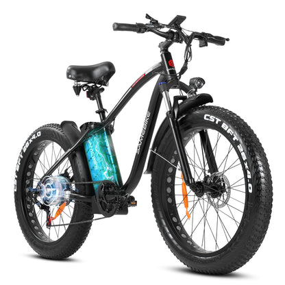 750W 26 inch Fat Tire Electric Bike for Adults 48V 14.5AH Battery Electric Mountain Bike, LCD Display with USB Urban E-bike with Front Suspension, 7-Speed Gears