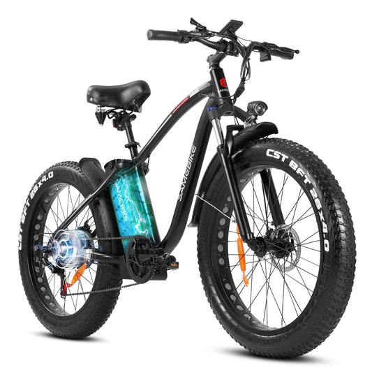 750W 26 inch Fat Tire Electric Bike for Adults 48V 14.5AH Battery Electric Mountain Bike, LCD Display with USB Urban E-bike with Front Suspension, 7-Speed Gears