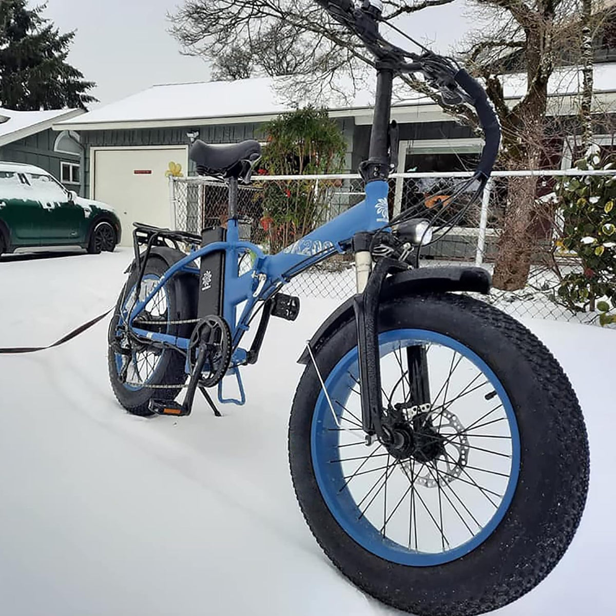 Electric Bike Foldable 20" 4.0 Fat Tire Electric Bicycle with 750W Motor 48V 13AH Removable Battery Shimano 7-Speed Gears Front Suspension Fork Ebikes for Adults