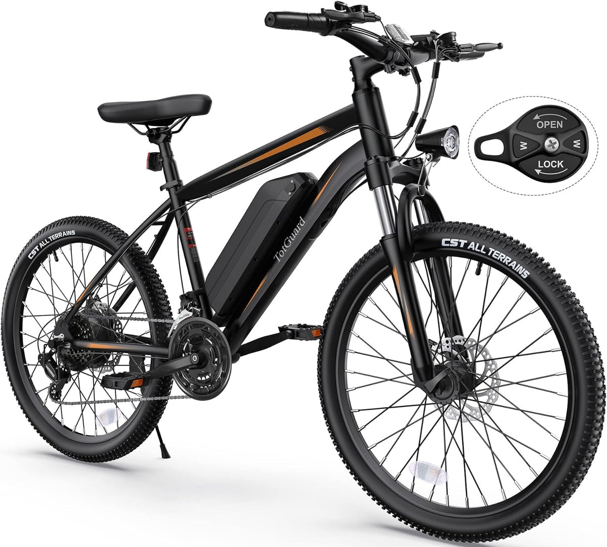 Electric Bike for Adults 26'' Ebike with 350W Motor, 19.8MPH Electric Mountain Bike with Lockable Suspension Fork, Removable 36V 374Wh Battery, Shimano 21 Speed Gears