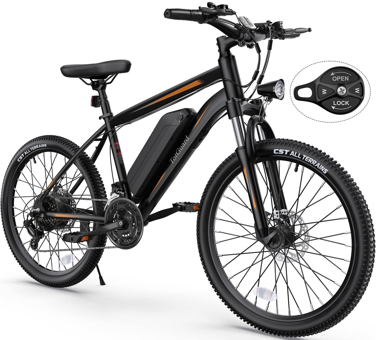 Electric Bike for Adults 26'' Ebike with 350W Motor, 19.8MPH Electric Mountain Bike with Lockable Suspension Fork, Removable 36V 374Wh Battery, Shimano 21 Speed Gears