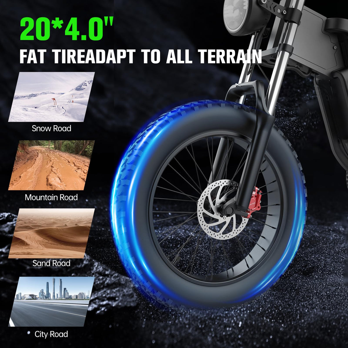 EKXBIKE X20 Electric Bike for Adults 2000W 35AH Off Road Snow Urban Commuter Ebike 20" Fat Tire Mountain Bicycle, 34MPH, 7-Speed, Hydraulic Oil Brake, Electric Dirt Bike with Removable Battery