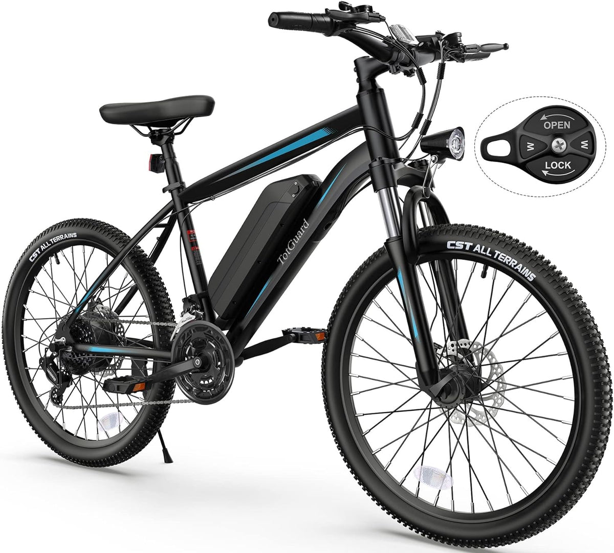Electric Bike for Adults 26'' Ebike with 350W Motor, 19.8MPH Electric Mountain Bike with Lockable Suspension Fork, Removable 36V 374Wh Battery, Shimano 21 Speed Gears