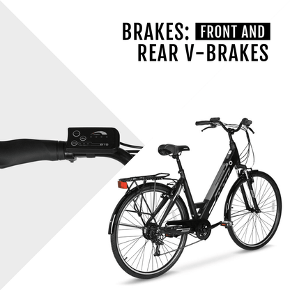 Hyper Bicycles E-Ride 700C 36V Electric Commuter E-Bike for Adults, Pedal-Assist, 250W Motor, Black