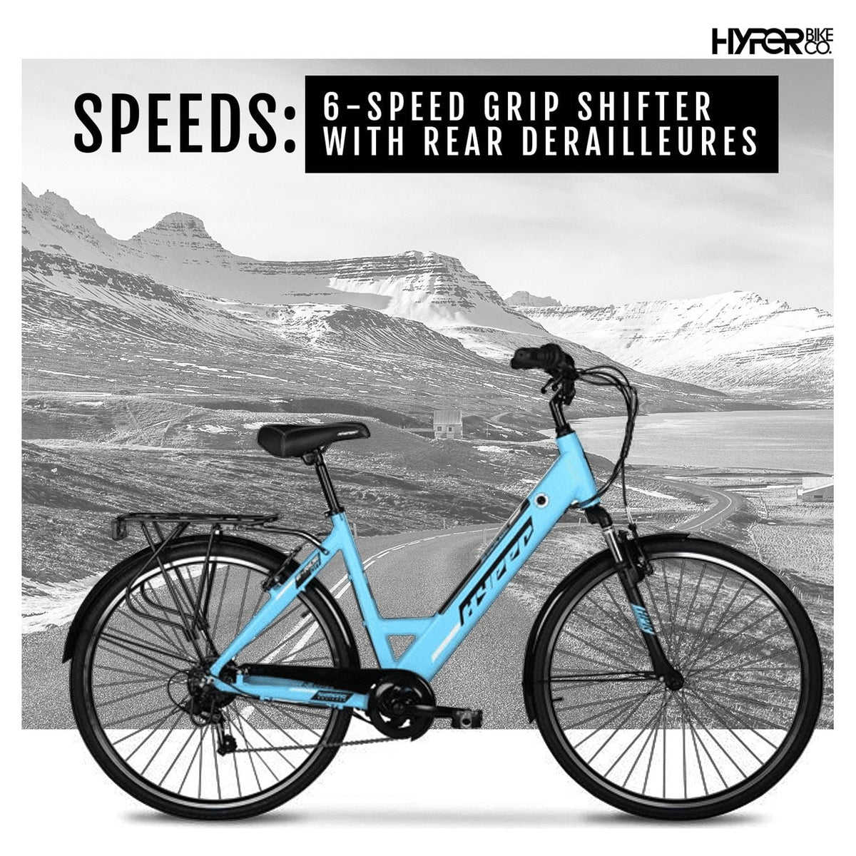 Hyper Bicycles E-Ride 700C 36V Electric Commuter E-Bike for Adults, Pedal-Assist, 250W Motor, Black