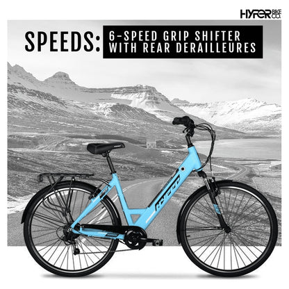 Hyper Bicycles E-Ride 700C 36V Electric Commuter E-Bike for Adults, Pedal-Assist, 250W Motor, Black